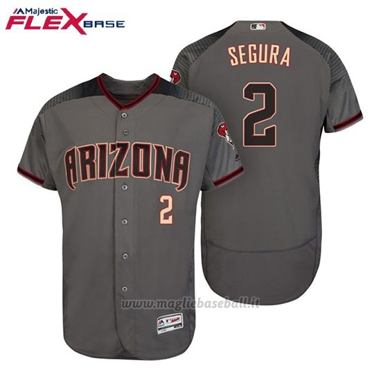 Maglia Baseball Uomo Arizona Diamondbacks 2 Jean Segura Grey Rosso 2017 Flex Base